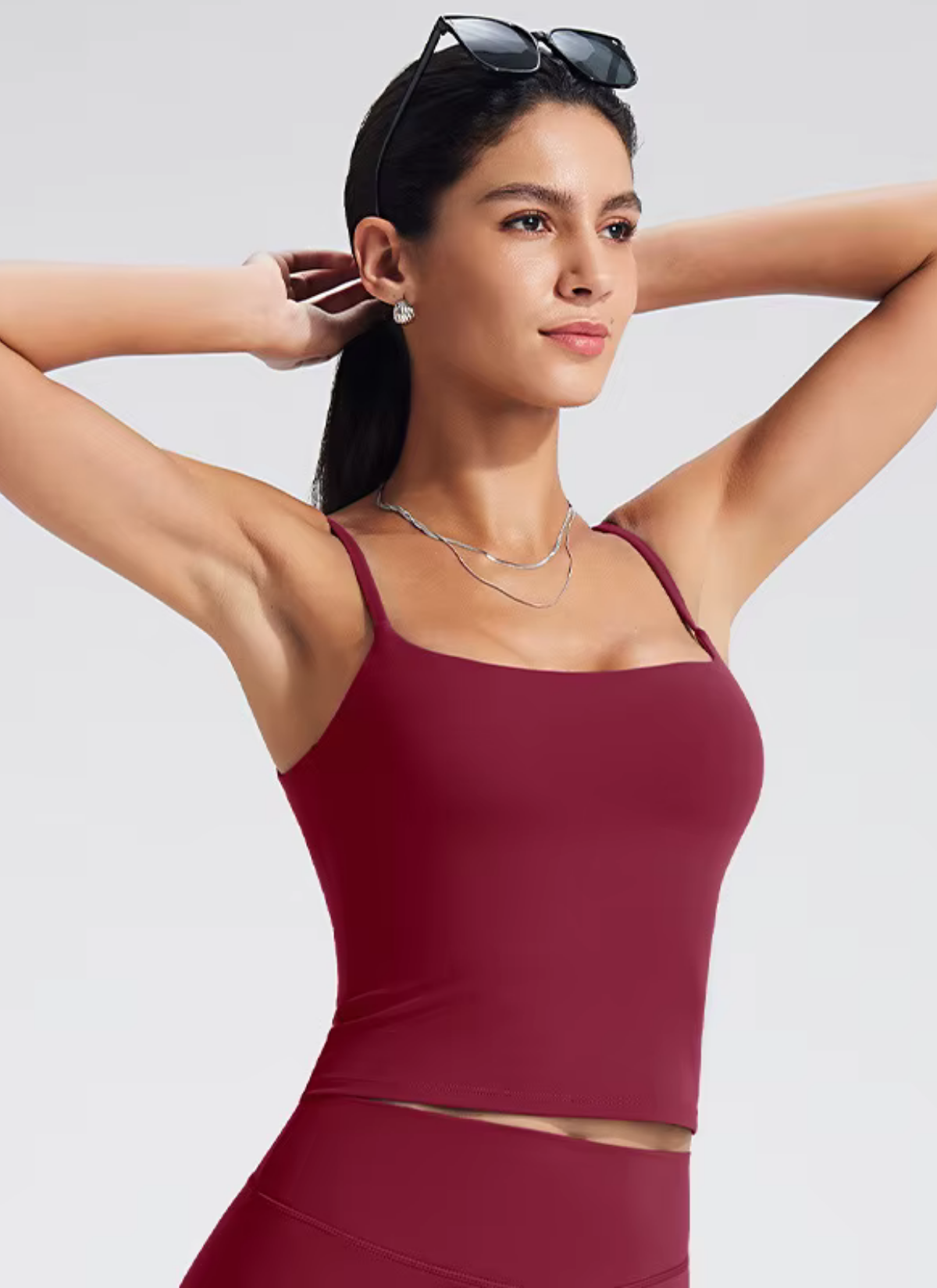 Aero Square Sports Bra - Berry Red