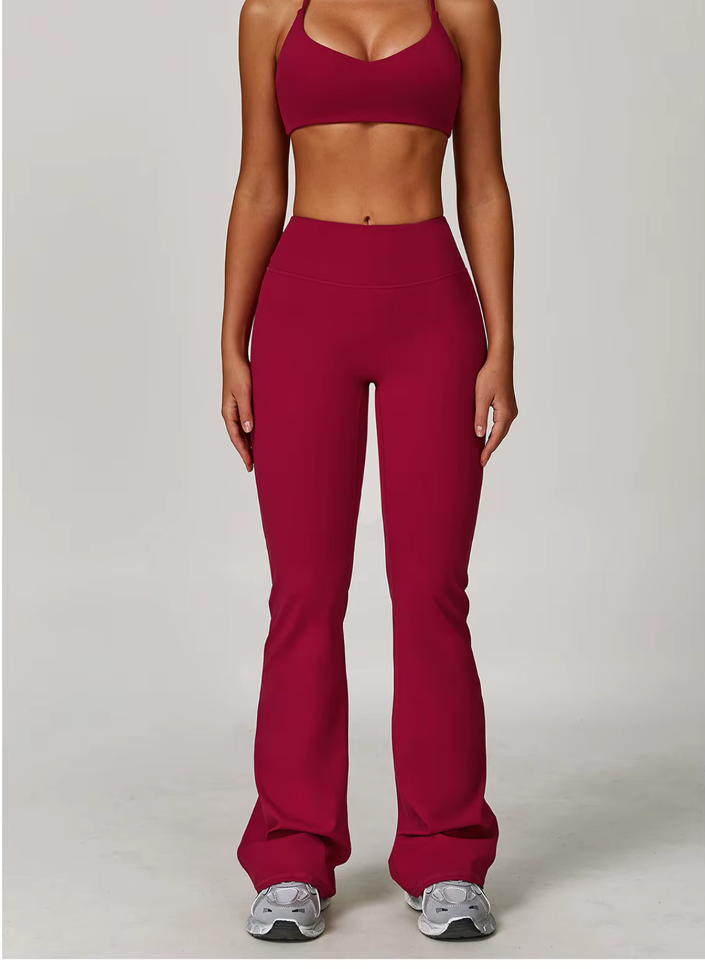 Aero High-Waist Flared Leggings - Berry Red