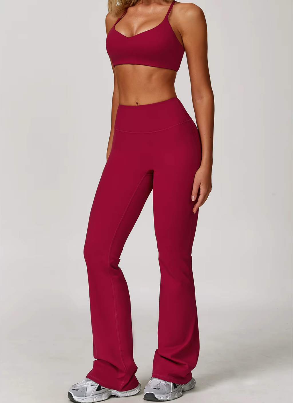 Aero High-Waist Flared Leggings - Berry Red