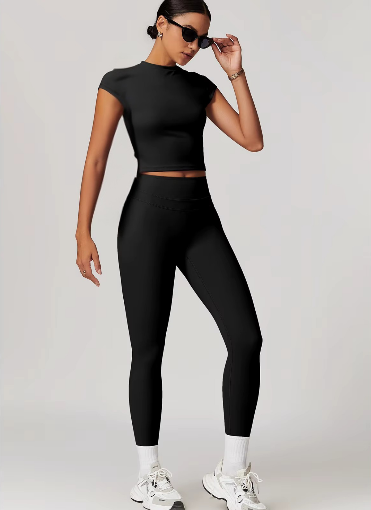 Studio Double Waistseam Leggings - Black