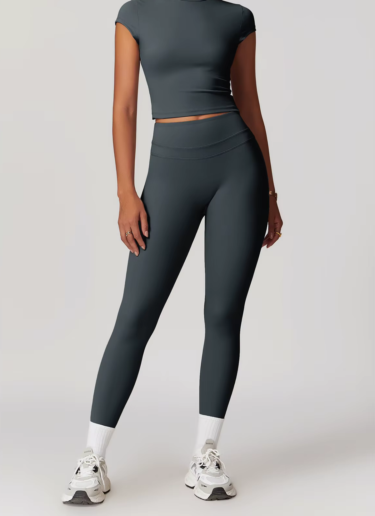 Studio Double Waistseam Leggings - Deep Slate