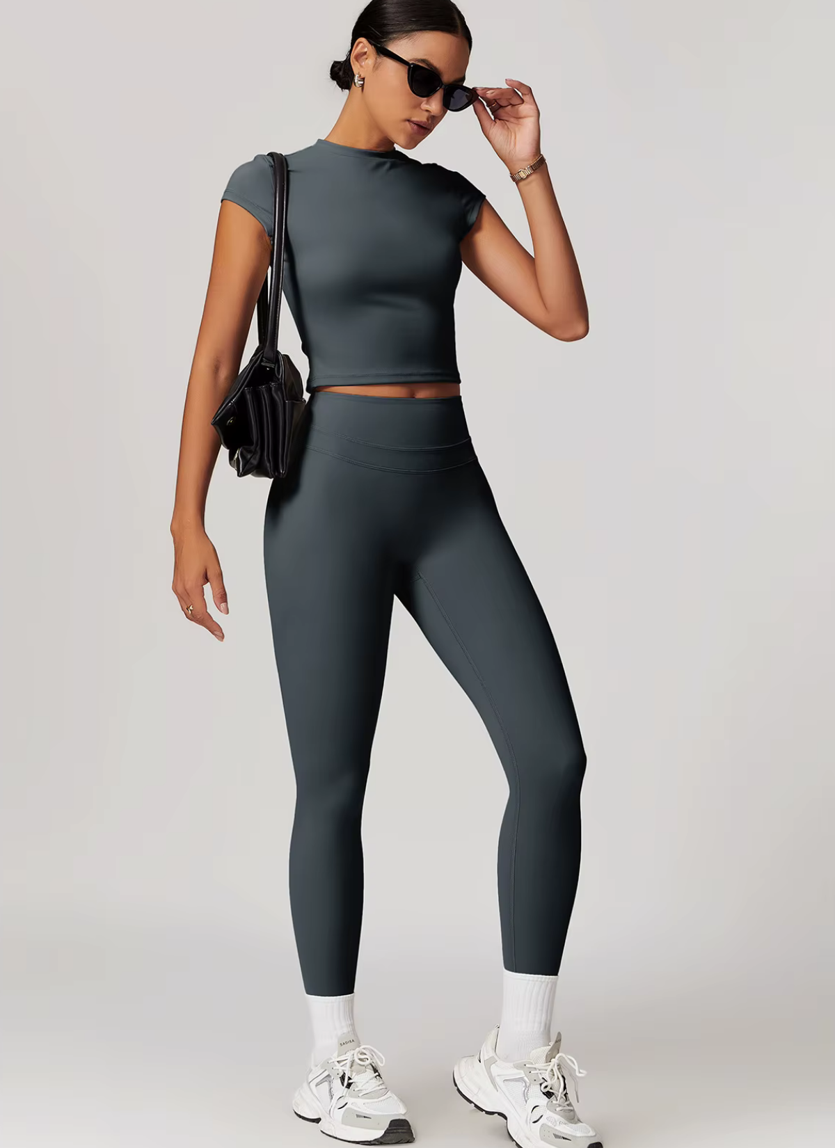 Studio Double Waistseam Leggings - Deep Slate
